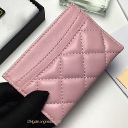 Credit Card Holder C black Lambskin genuine leather womens wallet coin card holders purse high quality portafoglio porte monnaie d271O