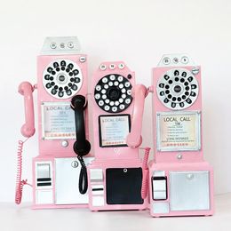 Handmade Retro Make Old Telephone Model Bar Cafe Wall Hanging Creative Pography Props Home Furnishing Nordic Style Decorative Objects & Figu