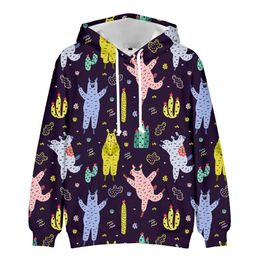 Men's Hoodies & Sweatshirts Desgn Cute 3D Print Men/Women Boysgirl Long Sleeve Hooded Sweet Alpaca Sweatshirt Ladies Fashion Outwear