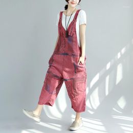Women's Jumpsuits & Rompers Women Personality Stitching Printed Jumpsuit Literary Style Distressed Summer 2021 Loose Womens
