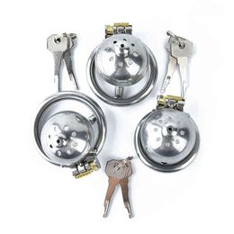 NXY Cockrings 3sizes Prison Bird 304 Stainless Steel Male Chastity Device Super Small Short Cock Cage with Stealth Lock Ring Toy 0214