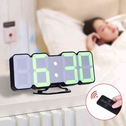 Alarm Clock 3D Remote Digital RGB LED Clock USB Powered Time/Temperature/Date Display 115-Color Changing Wall Desktop Clock 211112