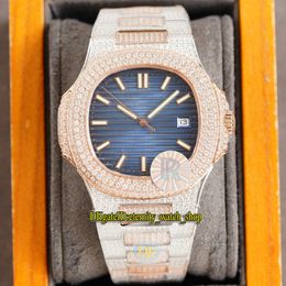 Eternity Jewelry Watches RRF 5719 V2 Версия обновления Cal.324 Автомат 5711 Blue Dial Iced Out Mens Watch Diamond Inlay Case Bracelet Diamonds 7118 Hip Hop