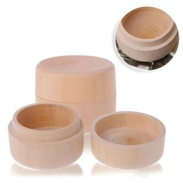 small wooden jewelry boxes UK - Small Round Wooden Storage Ring Boxes Vintage decorative Natural Craft Jewelry box Case Wedding Accessories RH8200