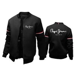 Men's Jacket Pepe Print Solid Colour Zipper Sports Male Casual Outdoor Running Baseball Uniform 211214
