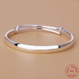 Authentic S990 Sterling Silver Classic Adjustable Bracelet Bracelets & Bangles For Women Drop Bangle