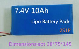 1pcs 7.4v 10Ah li-ion polymer battery pack 2S1P prismatic battery cell for i-robot RC toys solar energy street light e-bike