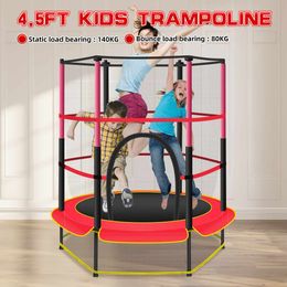 Large Trampoline 59.06inch Round Kids Enclosure Net Pad Rebounder Outdoor Exercise Home Toys Jumping Bed Max Load 140 KG Sport Trampolines Children Jump With Safe Web