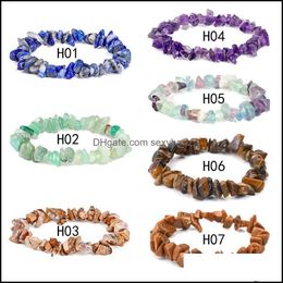 Beaded, Strands Irregar Natural Crystals Chakras Stone Bracelet Beads Chips Jewellery Bracelets Yellow Clear Aquamarines Drop Delivery 2021 L4