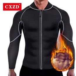 CXZD Men's Sweat Weight Loss Shirt Corset Shapewear Fitness Neoprene Body Shaper Sauna Jacket Suit Training blouses