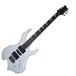 Factory Outlet-6 Strings Unusual Shaped White Electric Guitar,Rosewood Fretboard