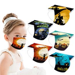 Halloween Colour printing protective mask three-layer disposable children's dust mask