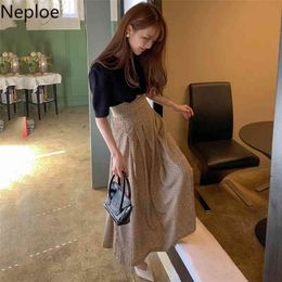 Neploe Knitted T Shirts Women Korean Chic O Neck Puff Sleeve Female Tops Summer New Fashion Casual Slim Fit Ladies Tees 210324