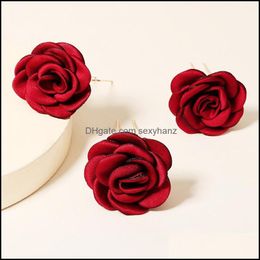 Jewellery Hair Clips & Barrettes Red Flower Hairpins Women Girl Pins Brides Bridesmaids Headpieces Headdress Wedding Aessories Bridal Drop Del