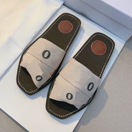 Designer cross canvas slippers fashion classic brown thick bottom flat heel sandals wear resistant women's beach slipper slide