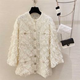 Brand Designers White Cardigan Mujer Loose Casual O-neck Tassel Knitted Sweater Women Korean Fashion Autumn Winter Clothes 211011