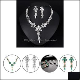 Earrings & Necklace Jewellery Sets Women Set All Match Stylish Rhinestone Adjustable Extension Chain Drop Delivery 2021 Meu8F