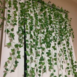 90cm Artificial Lvy Leaf Artificial Plants Green Garland Fake Plant Vine Home Garden Pathway Decor Wedding Event Party Deco Y0730
