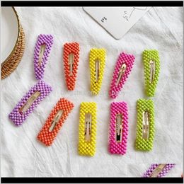 Korea Fashion Fluorescent Colour Frosted Beads Fairy Bb Clip Student Girl Simple Cute Beading Beautiful Hairpins Accessories F6Xhw Pins Aw5Fl