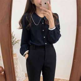 S-XL oversize Shirt Spring femme Casual blue Tops Women Long sleeve Velvet Cotton Girls Blouse Plus Size Blouses 210423