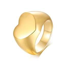 Heart Band Ring for Women Men Personalized Engagement Jewelry Gold Color Stainless Steel Rings Lover Marry Wedding Gift