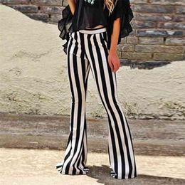 Korea Spring Vintage Patchwork Joggers Sweatpants Harajuku Woman Big Striped Pocket Flare Pants Wide Leg ZA2494 210915