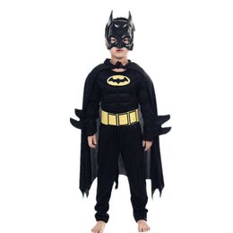 Kids Boys Muscle Costumes with Mask Cloak Movie Character Superhero Cosplay Halloween Party Role Play Q0910