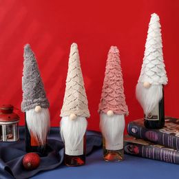 Christmas Gnomes Wine Bottle Covers Handmade Swedish Tomte Champagne Toppers Holiday Home Decorations PHJK2110