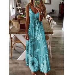 Summer Home Women Printed Dress Plus Fashion Casual Print Stretch Size S-8XL Beach Dresses Sexy Deep V Neck Sundress Sleeveless