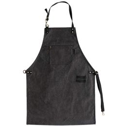 Washed Canvas Apron Barista Bartender Baker Chef Catering Uniform Florist Carpenter Tattoo Artist Painter Gardener Work Wear K91 210622