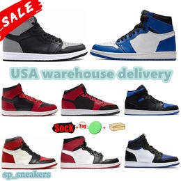 Mens 1 High OG Scarpe da basket 1s American Warehouse Consegna veloce e distribuzione Black Toe Bred Toe High Shadow Uomo Donna Sneakers Scarpe da ginnastica con scatola