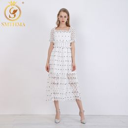 Summer Runway Self Portrait Dress Women White embroidery Lace Long Party Female Elegant Ruffles es 210520