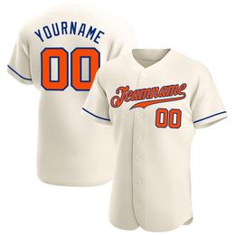 Custom Cream Orange-Royal Authentic Baseball Jersey