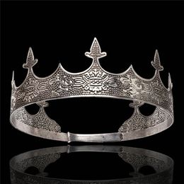 Baroque Vintage Metal Circle Tiaras Royal Queen King Crown Bridal Diadem Prom Headdress Wedding Hair Jewellery Head Ornaments 220224