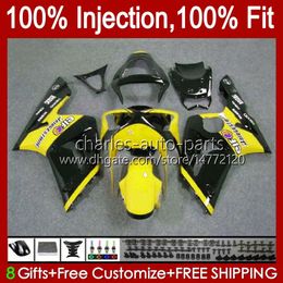 Injection Mold OEM For KAWASAKI NINJA ZX600 ZX-6R ZX 6R 6 R 600 CC 03-04 Body 8No.135 ZX 636 600CC ZX636 2003 2004 Bodywork ZX-636 ZX600C ZX6R 03 04 Fairing Kit yellow stock