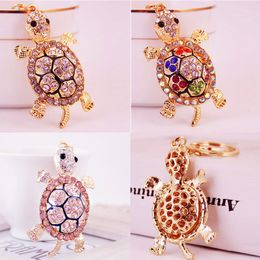 Bling Bling crystal tortoise Keychain Holder Metal Key Chain Fashion Sea turtles Keyring Charm Bag Auto Pendant