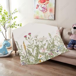 Blankets Seamless Floral Border Velvet Plush Throw Blanket Herbs And Wild Flowers Bedding Sherpa For Couch Flower