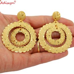 Adixyn Hand-work Cutting Drop Earrings Women Jewellery 24K Gold Colour African Earrings Dubai Jewellery Gifts N01313 210317