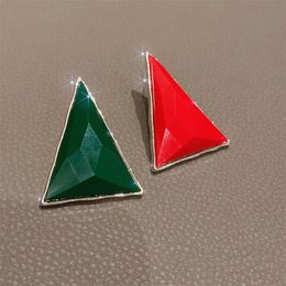 Statement Green Red Big Triangle Earrings For Women Personality Korean New pendientes
