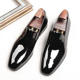 Fashion Black Business Dress Shoes Patent Leather Wedding Shoes Mens Social Shoes