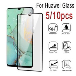 vidrio templado huawei p9 lite Rebajas 5 / 10PCS Película templada para Huawei P9 P10 Plus P20 P30PRO Protector de pantalla en P30 Lite P Smart 2021 Protectores de teléfono celular de vidrio negro