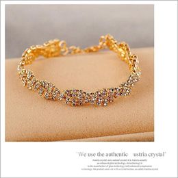 Jewellery Wholesale Fashion Delicate Full Rhinestone Bling Bracelet Female Women Gold Greek Bangle