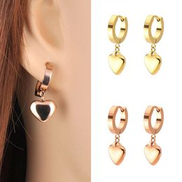 Hoop & Huggie 1Pair Gold Colour Small Earrings For Women Minimalist Ear Piercing Heart Pendant