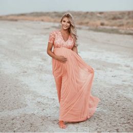 Cute Pregnancy Photography Dresses Elegence Maternity Shoot Dress Sequins Tulle Maxi Gown Clothes For Pregnant Women Photo Props Y0924