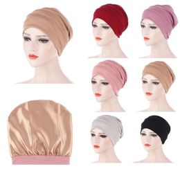 New Women Elastic Turban Hat Muslim Hijab Islamic Beads Cancer Chemo Cap Ladies Hijab Stretch Hijab Cap Muslim Scarf Headscarf