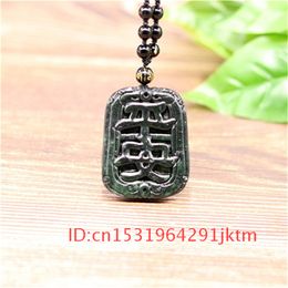 Necklace Black Amulet Green Jade Accessories for Chinese Jewellery Obsidian Hand-Carved Men safety Charm Natural Pendant Gifts