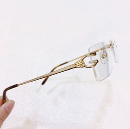 Rectangle Gold Transparent Rimless Eyeglasses Frame Double C Optical Glasses Frames Men Eyewear Fashion Sunglasses Frames with Box