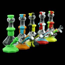 Glass silicone water smoking 7 inch diamond hookah pipe dab rig