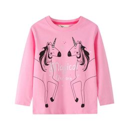 Jumping Metres Long Sleeve T shirt Unicorn Baby Cotton Clothes for Autumn Spring Children's Tops Blouse Girls 210529