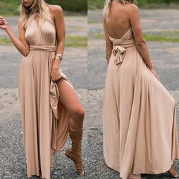 Women Boho Club Dress Sexy Women's Dress with Draped Laces Bohemian Style Long Dress Suitable for Bridesmaids Transformable Q0713